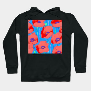 Field of Red Poppies Flower Pattern (MD23Mrl001) Hoodie